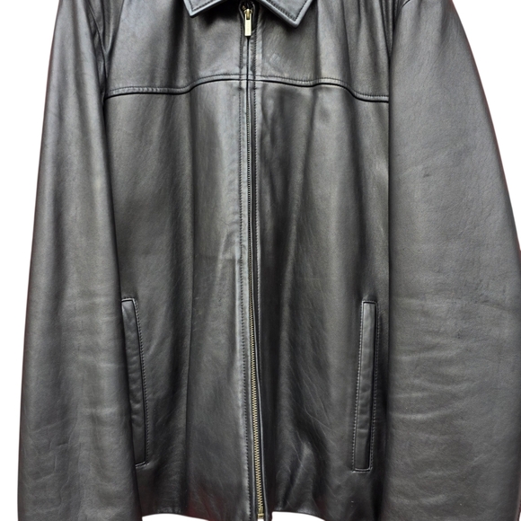 Cole Haan Dark Chocolate Lambskin Leather Jacket Size XXL - Picture 7 of 15